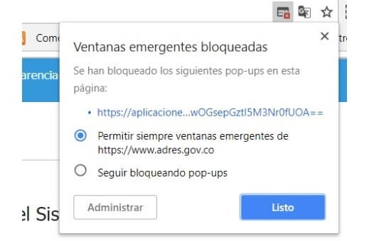 bloqueo de ventana emergente