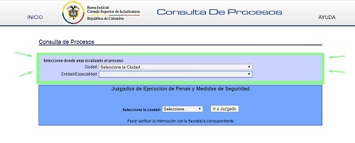 seleccion en la consulta de procesos